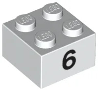 Brick 2 x 2 with Black "6" Print