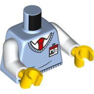 Lego Torso, Sweater, White Shirt, Red Tie, ID Badge print, White Arms, Yellow Hands / Bright Light Blue