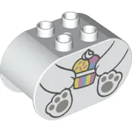 Duplo Brick 2 x 4 x 2 Rounded Ends with Polar Bear Body and Ice Cream Print / White