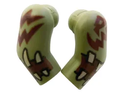Arm, (Matching Left and Right) Pair with Reddish Brown Cuffs and Zig Zag Tattoos Pattern / Olive Green