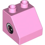 Duplo Brick 2 x 2 Slope 45° with Eye with White Spot and Curve Print on Both Sides / Bright Pink