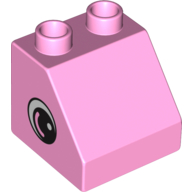 Lego Duplo Brick 2 x 2 Slope 45° with Eye with White Spot and Curve Print on Both Sides / Bright Pink
