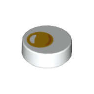 Lego Tile Round 1 x 1 with Egg with Yolk Print / White