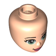 Lego Minidoll Head Sand Green Eyes, Pink Lips / Light Nougat