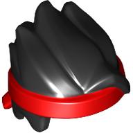 Lego Hair Short, Swept Up with Red Headband Pattern / Black