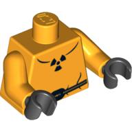 Lego Torso Safety Suit with Belt and Radioactivity Warning Print, Bright Light Orange Arms, Black Hands / Bright Light Orange