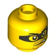 Minifig Head, Eyemask, Stubbled Beard, Moustache, Angry Lopsided Grin Print / Yellow
