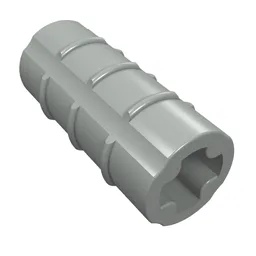 Technic Axle Connector Ridged [with x Hole x Orientation] / Light Gray