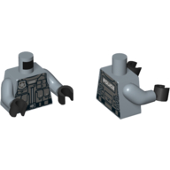 Lego Torso Body Vest with Pouches, Black Belt, and Police Badge Print, Sand Blue Arms, Black Hands / Sand Blue