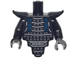 Torso, Modified Short with Smooth Armor Breastplate with Shoulder Pads and Silver Armor and Dark Blue Tassels Pattern / Black Arms / Black Hands