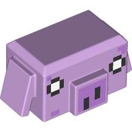 Lego Minifig Head Special, Cube Pig with Pixelated Nose, Eyes print / Lavender