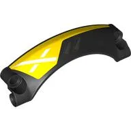 Technic Panel Car Mudguard Arched 9 x 2 x 3, Arched Top #42 with Yellow Paint, White X Print