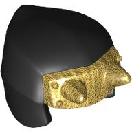 Lego Hood with Pearl Gold Horns Pattern / Black