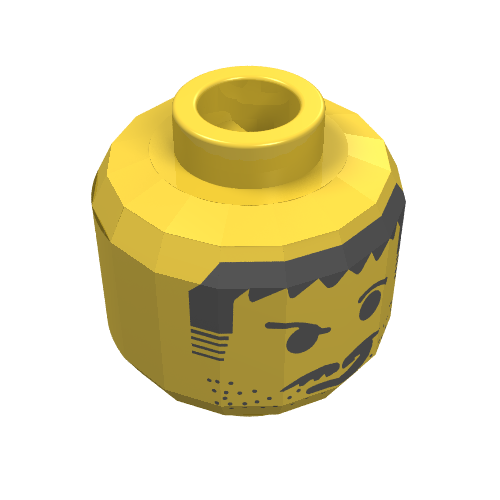 Lego Minifig Head Harry Cane / Soccer Player, Moustache Scruffy Raised Eyebrows, Smirk Print / Yellow