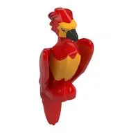 Animal, Bird, Phoenix with Bright Light Orange Chest and Face, Black Beak Print (Fawkes) / Red