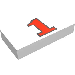 Tile 1 x 2 with Red '1' Print / White
