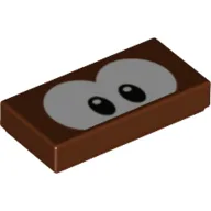 Tile 1 x 2 with White Eyes Print / Reddish Brown