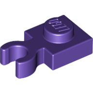 Lego Plate Special 1 x 1 with Clip Vertical [Thick Open O Clip] / Dark Purple