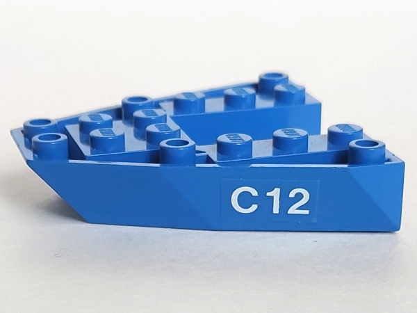 Lego Boat, Bow Brick 6 x 6 x 1 with 'C12' Pattern on Both Sides (Stickers) - Set 6353