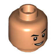 Lego Minifig Head Dr Wu, Dark Orange Contours, Smile / Suspicious Frown Print / Nougat