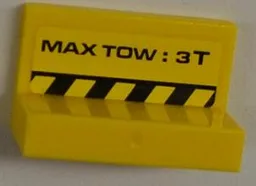 Panel 1 x 2 x 1 with 'MAX TOW: 3T' and Yellow and Black Danger Stripes Pattern on Inside (Sticker) - Set 8186