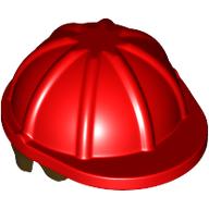 Lego Hair and Helmet, Construction / Hard Hat, Short Curly Dark Brown pattern / Red