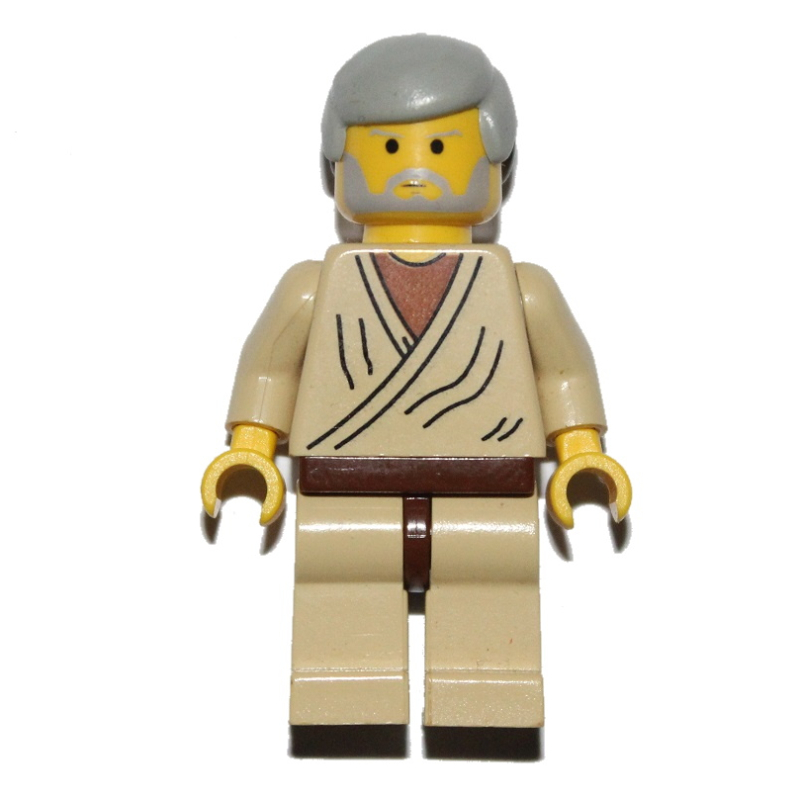 Lego Obi-Wan Kenobi, Old, Yellow Skin, Light Gray Hair