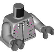Lego Torso, Hoody, White Laces, Zipper, Dark Pink/Black Squares print, Light Bluish Gray Arms, Dark Bluish Gray Hands / Light Bluish Gray