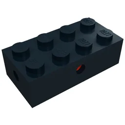 Brick Special 2 x 4 with Wheel Holder Old, Clear Bottom, Red Inside / Black