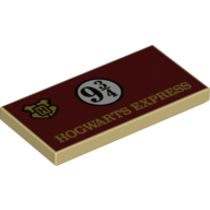 Lego Tile 2 x 4 with Dark Red Sign, 'HOGWARTS EXPRESS', '9 3/4' print
