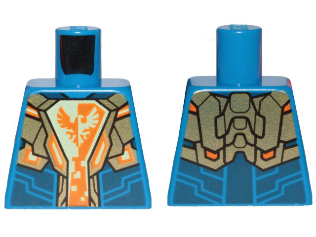 Lego Torso Nexo Knights Armor, White and Orange Emblem with Falcon Pattern