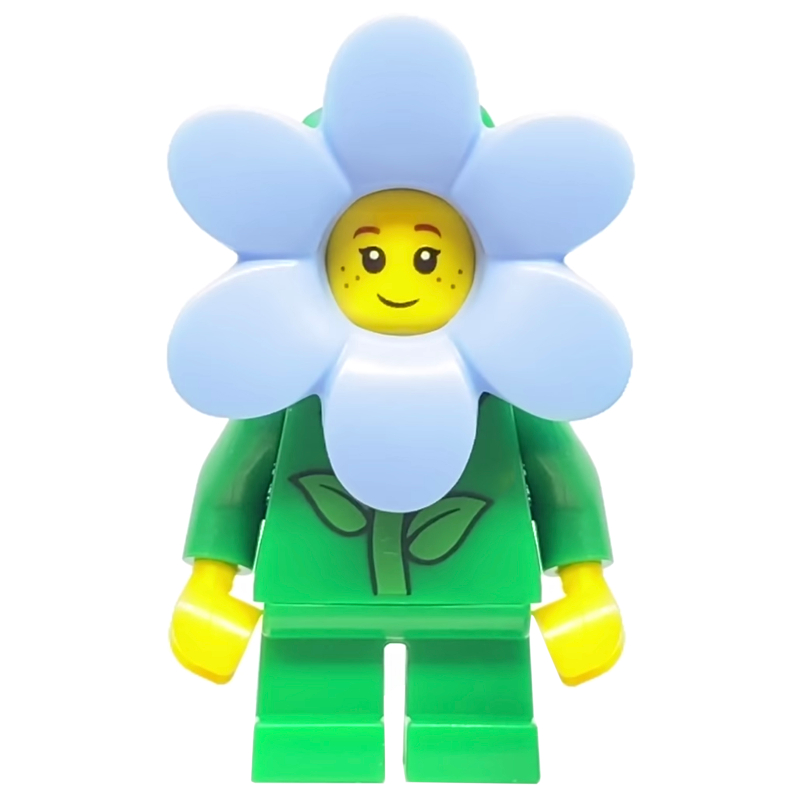 Lego Flower - Green Torso and Legs,  Bright Light Blue Flower