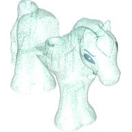 Lego Animal, Horse / Foal, 1 x 1 Cutout with Black Eyes print / Opal Trans-Light Blue