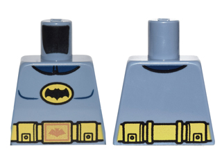 Lego Torso Batman Logo in Yellow Oval with Yellow Utility Belt and Gold Buckle Pattern