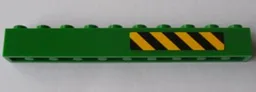 Brick 1 x 10 with Black and Yellow Danger Stripes Pattern Right Side (Sticker) - Set 7939