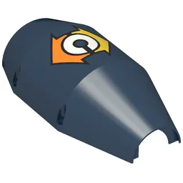 Concrete Mixer Half Shell with Orange Arrow, White Circle Print / Dark Blue