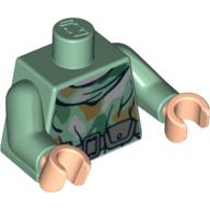 Lego Torso Robe, Camouflage with Weapon Belt Print, Sand Green Arms, Light Nougat Hands / Sand Green