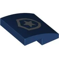Brick Curved 2 x 2 x 2/3 with Silver Police Badge Print / Dark Blue