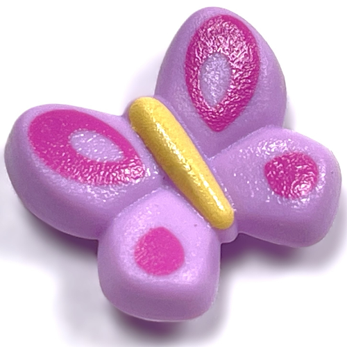Lego Clikits Icon, Butterfly 2 x 2 with Pin, Yellow Body & Dark Pink on Wings Print / Reddish Lilac