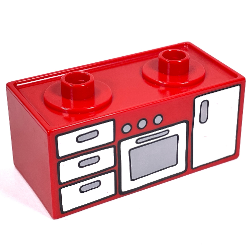 Lego Duplo Oven Range with 2 Top Studs and Drawers Print