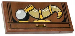 Tile, Modified 2 x 4 Inverted with Dark Tan and Gold Horn, Crystal Ball and Drawer with Handle Pattern (Sticker) - Set 76410