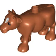 Duplo Animal Cow Front Leg Forward with White Blaze Print / Dark Orange