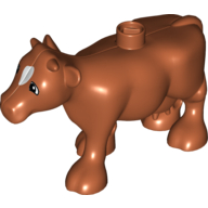 Lego Duplo Animal Cow Front Leg Forward with White Blaze Print / Dark Orange