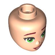 Lego Minidoll Head with Dark Red Eyebrows, Bright Green Eyes, Dark Red Lips print / Light Nougat
