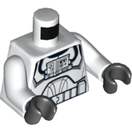 Lego Torso Armor Clone Pilot with Blue Controls on Front Panel Print (Clone Wars), White Arms, Black Hands / White