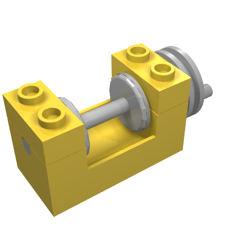 Lego String Reel Winch 2 x 4 x 2 (Light Gray Drum) / Yellow