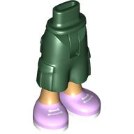 Lego Minidoll Hips and Cargo Pants with Warm Tan Legs, Lavender Shoes print [Thin Hinge] / Dark Green