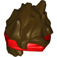 Lego Hair Spiked with Red Headband Pattern / Dark Brown