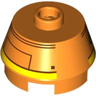 Lego Brick Round 2 x 2 Truncated Cone with Yellow Droid print (Chopper / C1-10P) / Orange