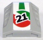 Lego Slope, Curved 2 x 2 with Debossed Side Ports with Black '21' on Red and Green Circle on White Background Pattern (Sticker) - Set 8898